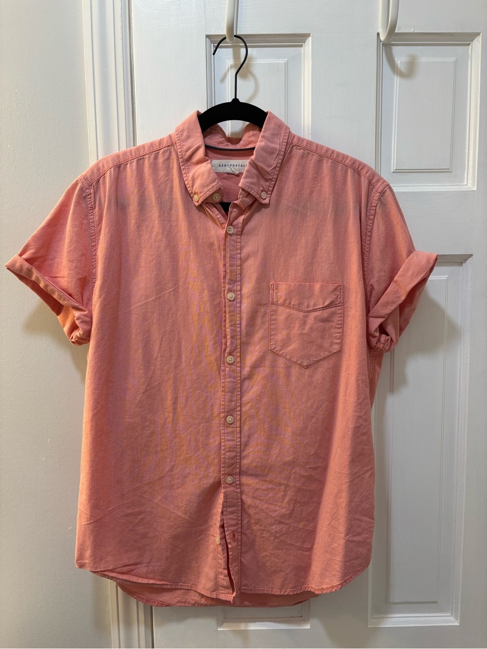 Aeropostale Coral Button-Down Short Sleeve Shirt